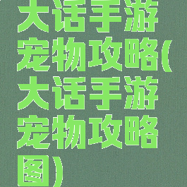 大话手游宠物攻略(大话手游宠物攻略图)