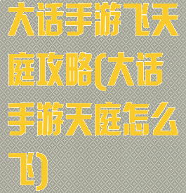 大话手游飞天庭攻略(大话手游天庭怎么飞)