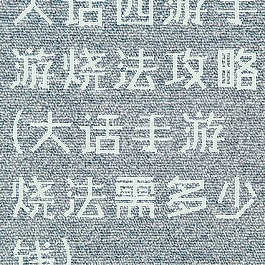 大话西游手游烧法攻略(大话手游烧法需多少钱)