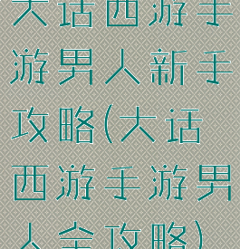 大话西游手游男人新手攻略(大话西游手游男人全攻略)