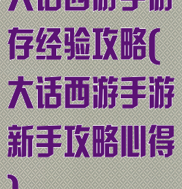 大话西游手游存经验攻略(大话西游手游新手攻略心得)