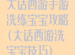大话西游手游洗练宝宝攻略(大话西游洗宝宝技巧)