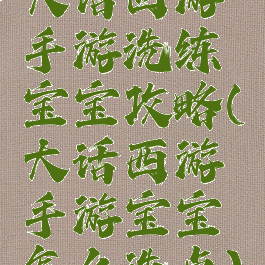 大话西游手游洗练宝宝攻略(大话西游手游宝宝怎么洗点)
