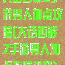 大话西游2手游男人加点攻略(大话西游2手游男人加点攻略视频)