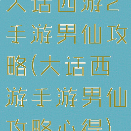 大话西游2手游男仙攻略(大话西游手游男仙攻略心得)