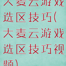 大麦云游戏选区技巧(大麦云游戏选区技巧视频)
