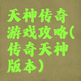 天神传奇游戏攻略(传奇天神版本)