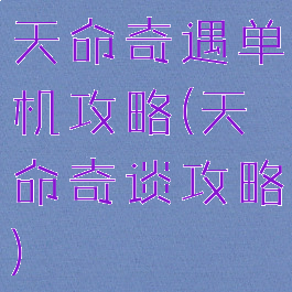 天命奇遇单机攻略(天命奇谈攻略)