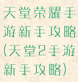 天堂荣耀手游新手攻略(天堂2手游新手攻略)
