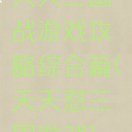 天天三国战游戏攻略综合篇(天天怼三国游戏)