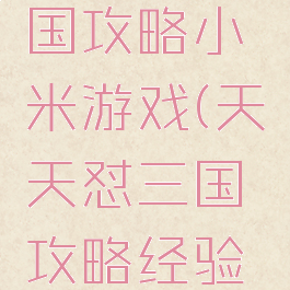 天天怼三国攻略小米游戏(天天怼三国攻略经验心得)