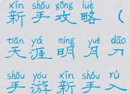 天涯明月游新手攻略(天涯明月刀手游新手入门)
