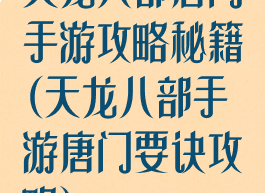 天龙八部唐门手游攻略秘籍(天龙八部手游唐门要诀攻略)