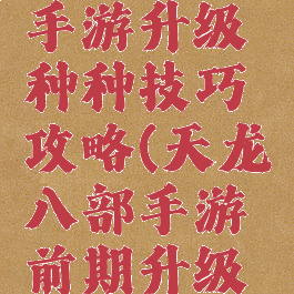 天龙八部手游升级种种技巧攻略(天龙八部手游前期升级攻略)
