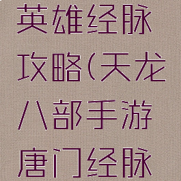 天龙八部手游唐门英雄经脉攻略(天龙八部手游唐门经脉英雄选择攻略)