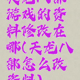 天龙八部游戏的资料修改在哪(天龙八部怎么改资料)