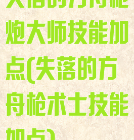 失落的方舟枪炮大师技能加点(失落的方舟枪术士技能加点)