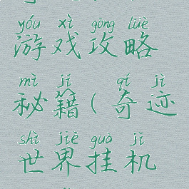 奇迹挂机游戏攻略秘籍(奇迹世界挂机方法)