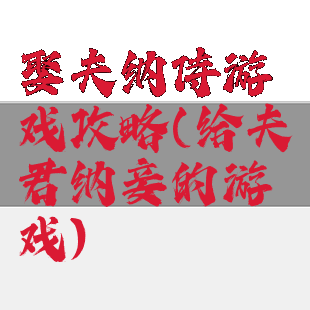 娶夫纳侍游戏攻略(给夫君纳妾的游戏)