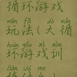 循环游戏玩法(大循环游戏训练什么)