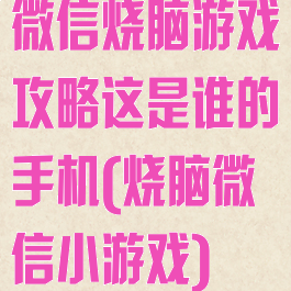微信烧脑游戏攻略这是谁的手机(烧脑微信小游戏)