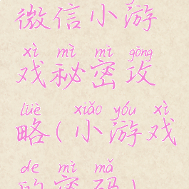 微信小游戏秘密攻略(小游戏的密码)