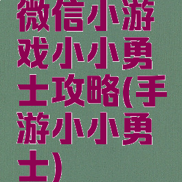 微信小游戏小小勇士攻略(手游小小勇士)