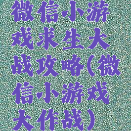微信小游戏求生大战攻略(微信小游戏大作战)