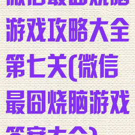 微信最囧烧脑游戏攻略大全第七关(微信最囧烧脑游戏答案大全)