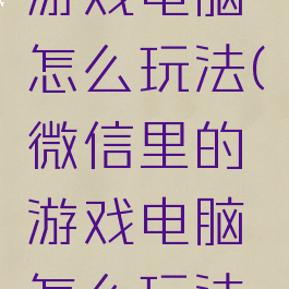 微信里的游戏电脑怎么玩法(微信里的游戏电脑怎么玩法玩不了)