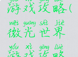 微光世界游戏攻略(微光世界游戏攻略视频)