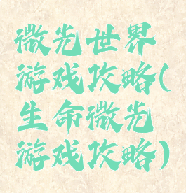 微光世界游戏攻略(生命微光游戏攻略)