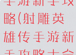 射雕英雄传手游新手攻略(射雕英雄传手游新手攻略大全)