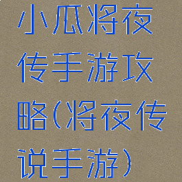 小瓜将夜传手游攻略(将夜传说手游)