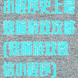 小程序史上最烧脑游戏攻略(烧脑游戏微信小程序)