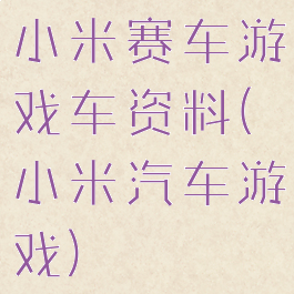 小米赛车游戏车资料(小米汽车游戏)