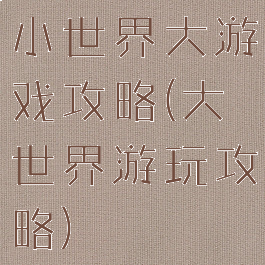 小世界大游戏攻略(大世界游玩攻略)