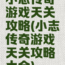 小志传奇游戏天关攻略(小志传奇游戏天关攻略大全)
