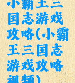 小霸王三国志游戏攻略(小霸王三国志游戏攻略视频)