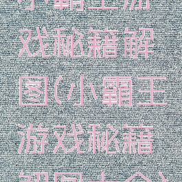 小霸王游戏秘籍解图(小霸王游戏秘籍解图大全)