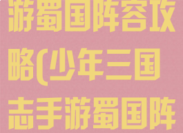 少年三国志手游蜀国阵容攻略(少年三国志手游蜀国阵容攻略最新)