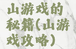 山游戏的秘籍(山游戏攻略)
