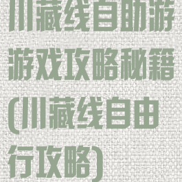川藏线自助游游戏攻略秘籍(川藏线自由行攻略)