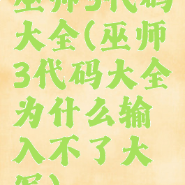 巫师3代码大全(巫师3代码大全为什么输入不了大写)