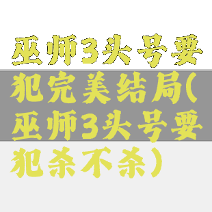 巫师3头号要犯完美结局(巫师3头号要犯杀不杀)