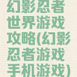 幻影忍者世界游戏攻略(幻影忍者游戏手机游戏)