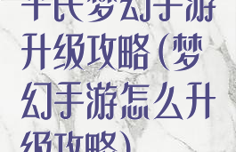 平民梦幻手游升级攻略(梦幻手游怎么升级攻略)