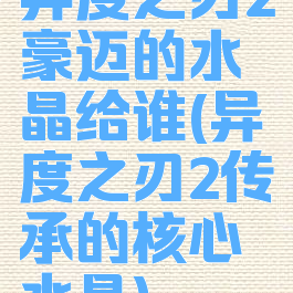 异度之刃2豪迈的水晶给谁(异度之刃2传承的核心水晶)