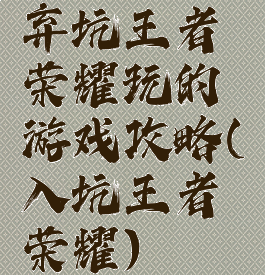 弃坑王者荣耀玩的游戏攻略(入坑王者荣耀)