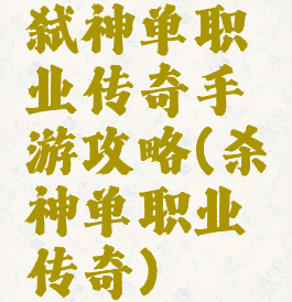 弑神单职业传奇手游攻略(杀神单职业传奇)